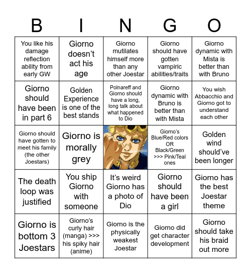 Giorno ! Bingo Card