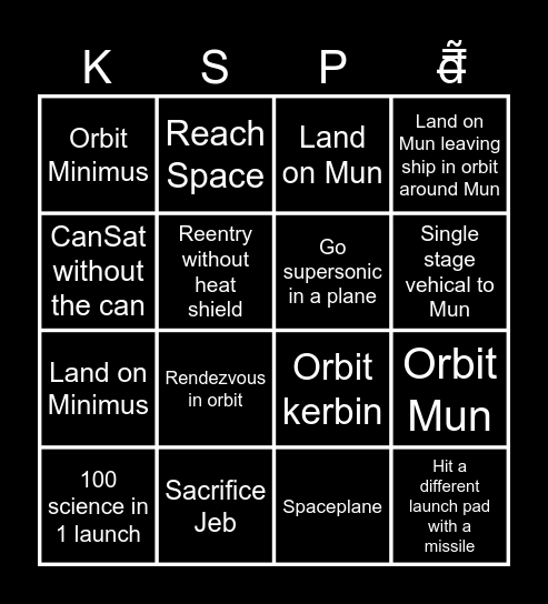 KSP Bingo Card