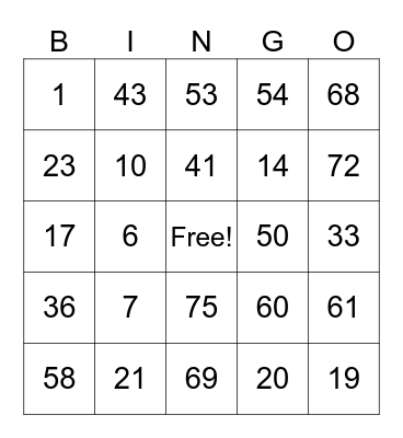 Untitled Bingo Card