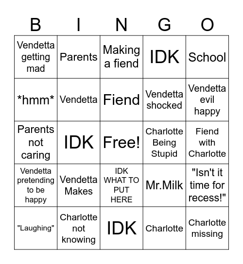 Making Fiends Bingo Card