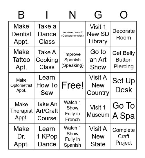 26 Bingo Card
