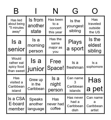 CSA "Find Someone Who" Bingo Card