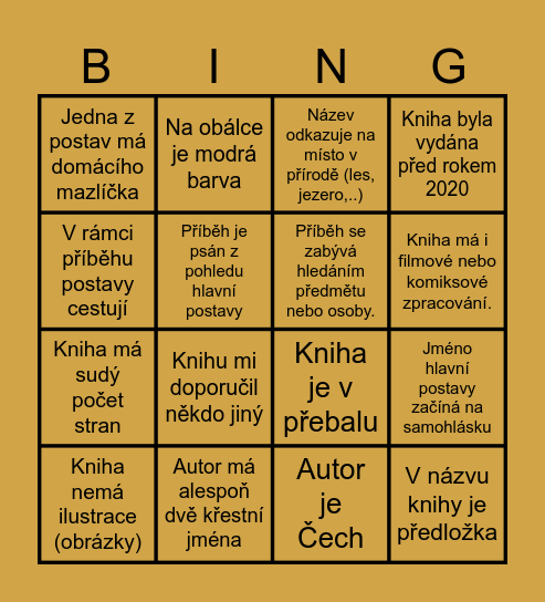BINGO 2026/2027 - čtenář Bingo Card