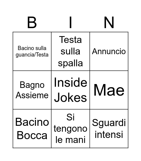 SUSHI Bingo Card