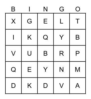 Alphabet Bingo Card