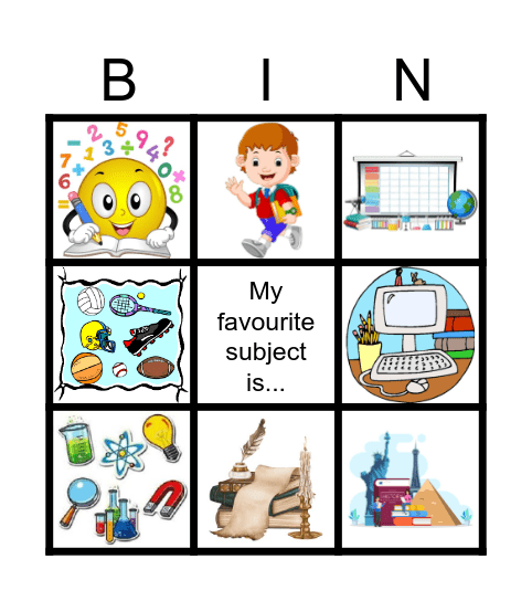 SCHOOL SUBJECTS Bingo Card