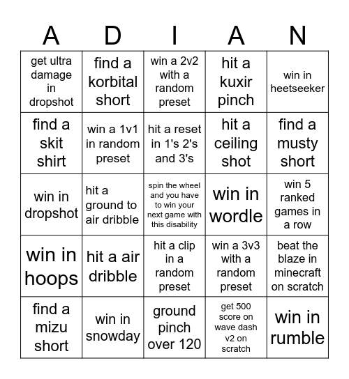 rocket league blackout Bingo Card
