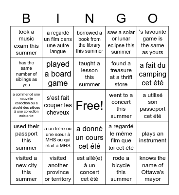 Find someone who ... Bingo Card