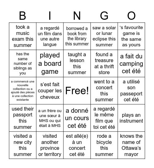 Find someone who ... Bingo Card