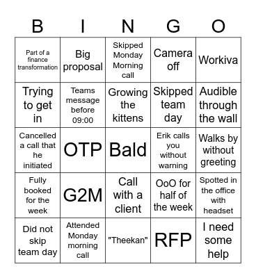 Gloudemans Bingo Card
