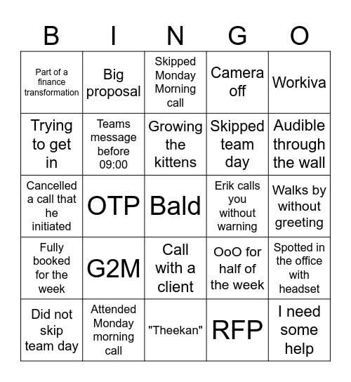 Gloudemans Bingo Card
