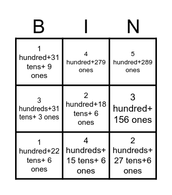 Decomposing/ Composing Place Value Bingo Card