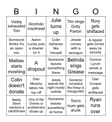 Sidcup Callingo Bingo Card