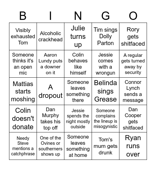 Sidcup Callingo Bingo Card