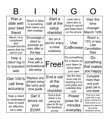 March Bingo Card