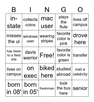 Ep Eta Rush Bingo Card