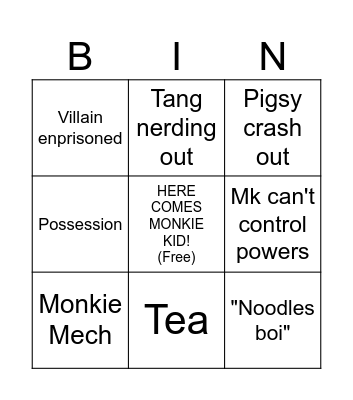 LMK bingo Card