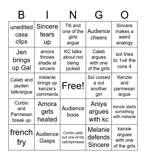 Love Island Bingo Card Bingo Card