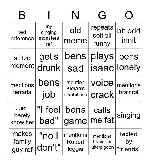 Dan bingo Card