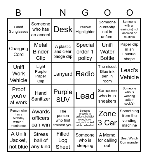 Workplace Scavenger Hunt Bingo Card