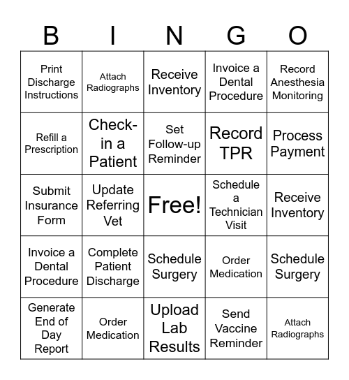 Vetcove PIMS Bingo Card
