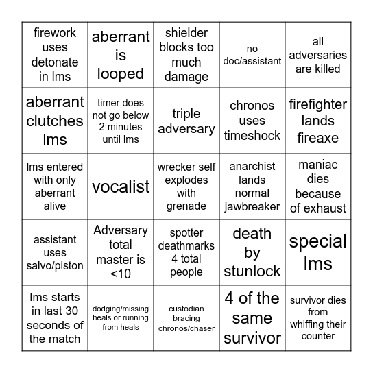 jomer Bingo Card