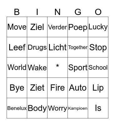 Muziek Bingo  Bingo Card