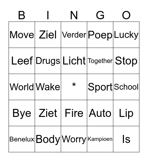 Muziek Bingo  Bingo Card