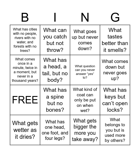 Riddle Bingo Card