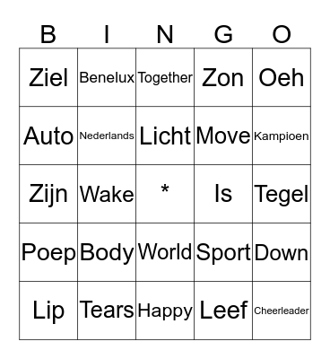 Muziek Bingo Card