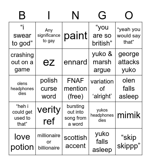 i could get used to this Bingo Card