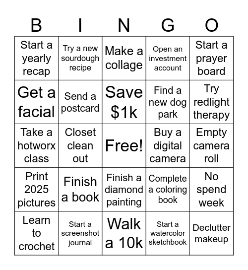 Wellness Bingo Card