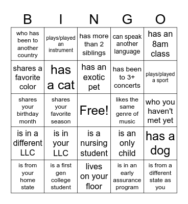 FIND SOMEONE WHO.... Bingo Card