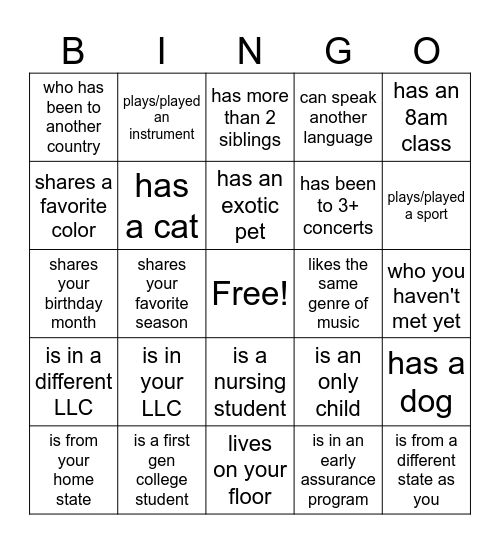 FIND SOMEONE WHO.... Bingo Card