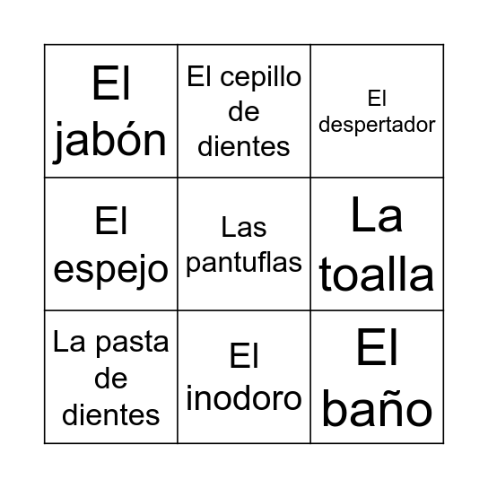 La rutina diaria Bingo Card