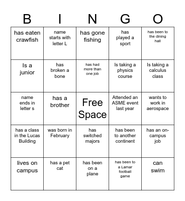 Find Someone Who... Bingo Card