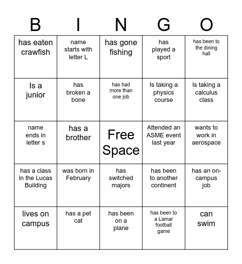 Find Someone Who... Bingo Card