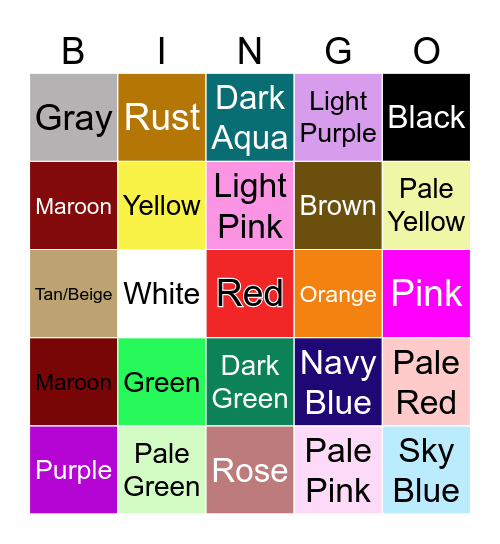 YA Book Cover Color Bingo! Bingo Card