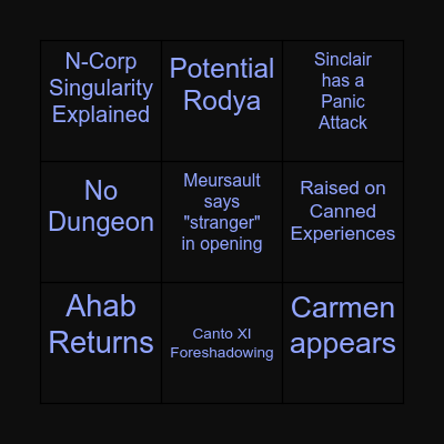 Canto X Predictions Bingo Card
