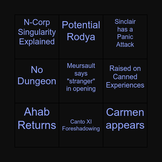 Canto X Predictions Bingo Card