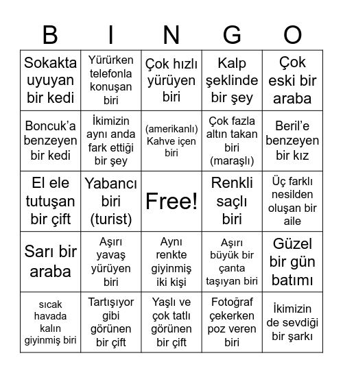 Beyza & Ahmet Onur Bingo Card