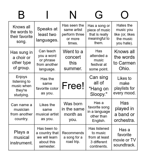 Find Someone Who... Bingo Card