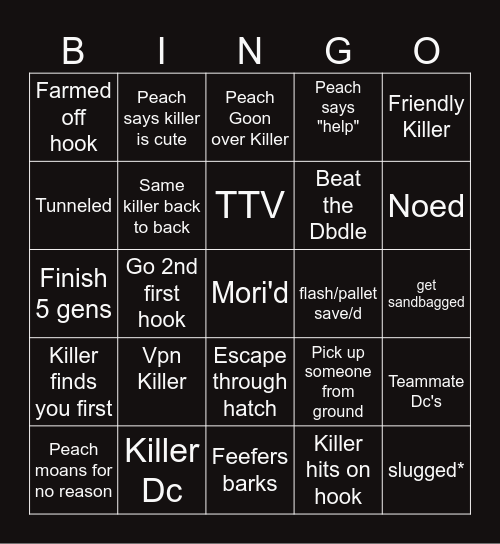 DBD Bingo Card