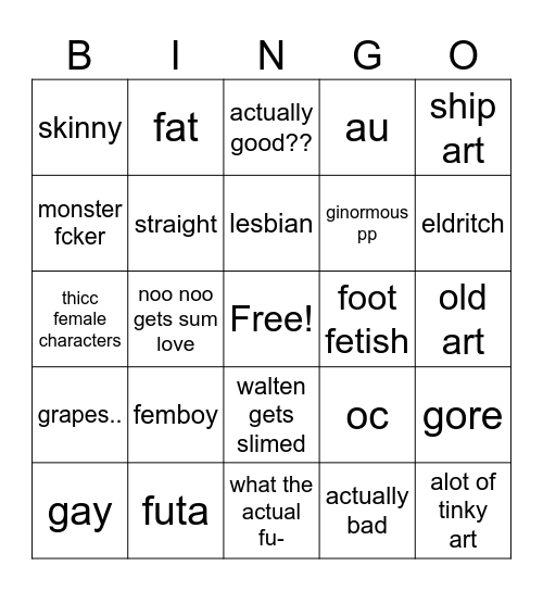 Slendytubbies r34 Bingo Card