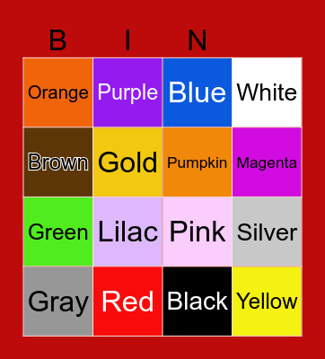 Color Bingo Card