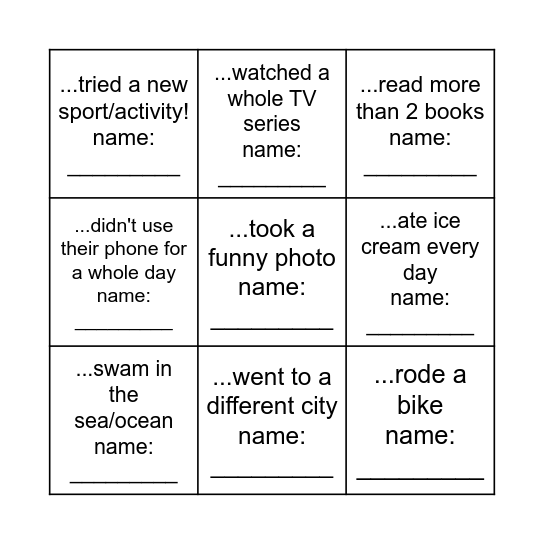 Find someone who... Bingo Card