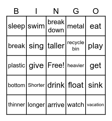 Welcome Back Bingo Card