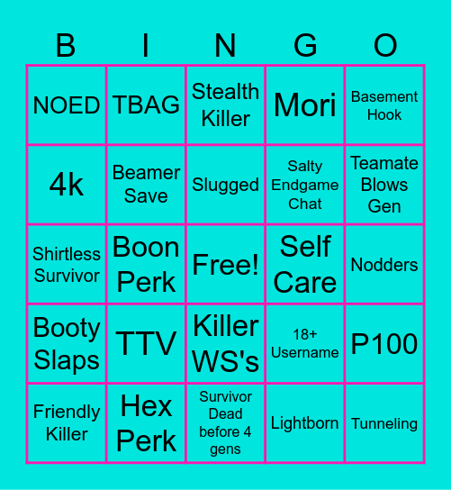DBD Bingo Card