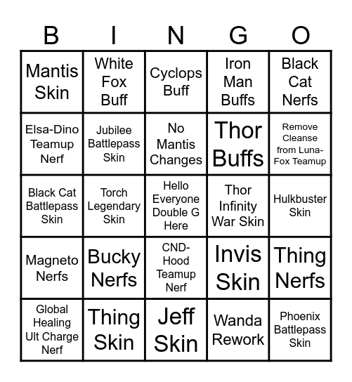 RIVALS S10 PREDICTIONS Bingo Card