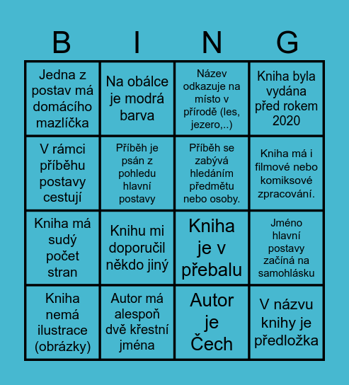 BINGO 2026/2027 - čtenář Bingo Card